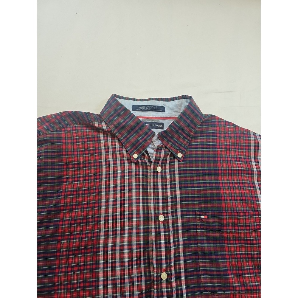Tommy Hilfiger "Men's Size XL" Long Sleeve Button‎ Down Shirt Blue Plaid
